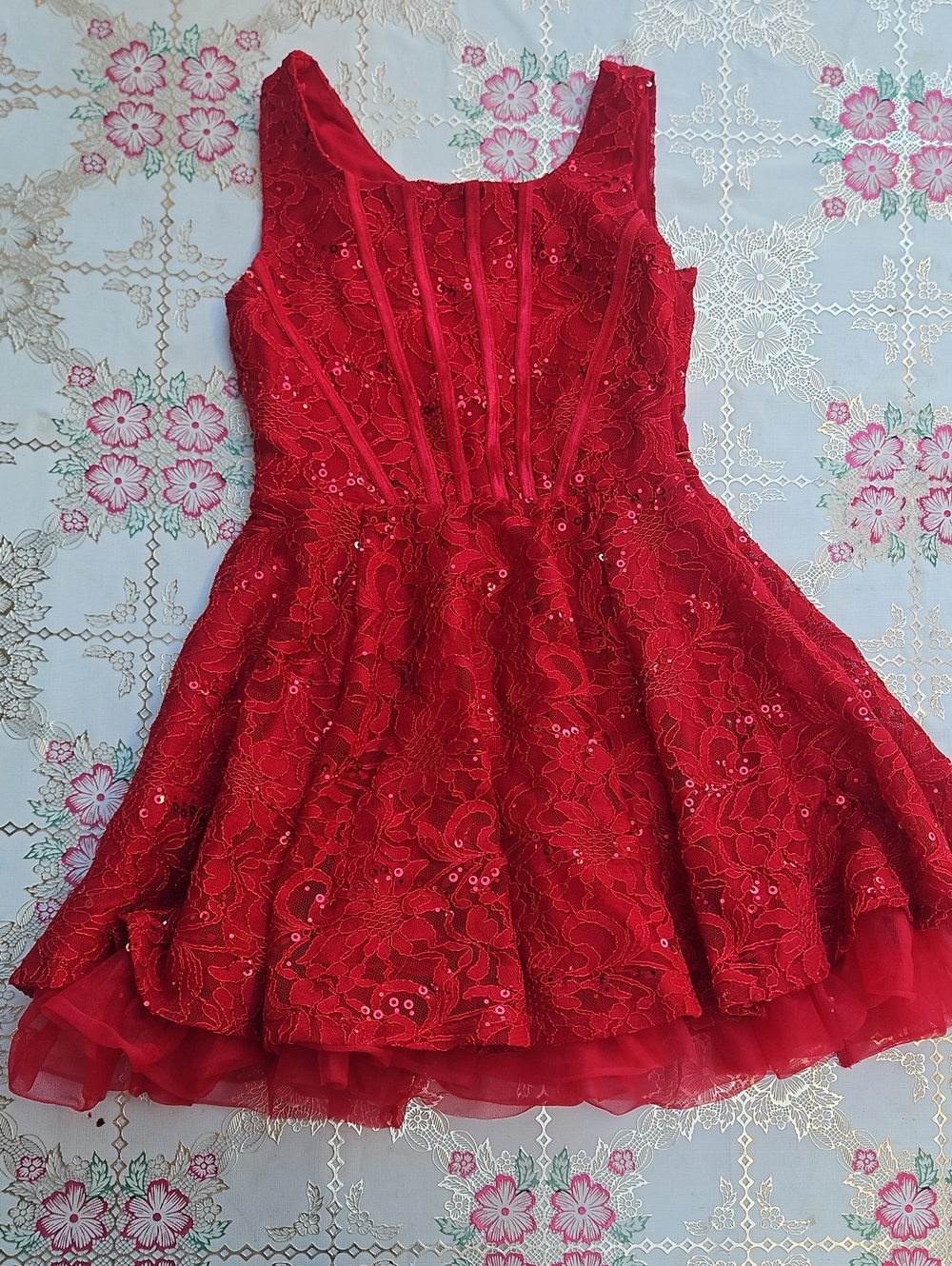 Red Lace Party Dress for Girls